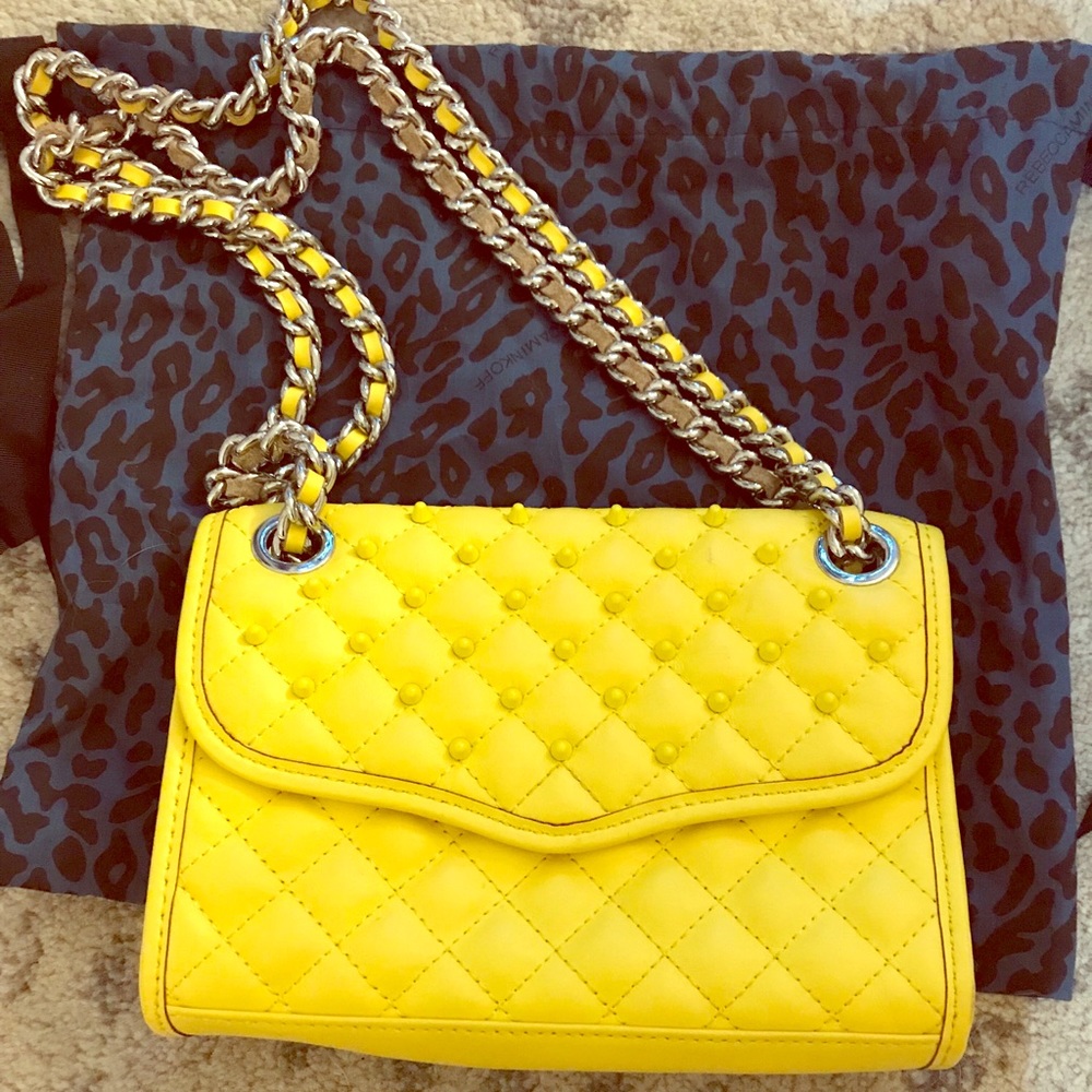 Rebecca minkoff quilted mini affair yellow studded